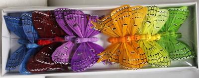 А2817-8/Бабочка цветная на проволоке 8 см 12 шт./уп.