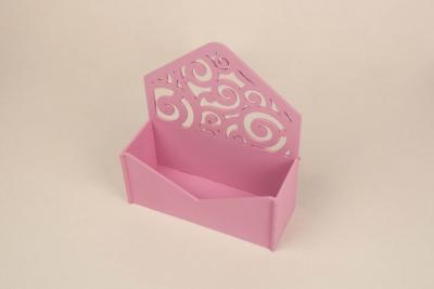 ПУ303-02-0505Подарочная упаковка-конверт с вензелями(18*6,6*20,5)МДФ 3мм,окраш.Розовый,1шт.