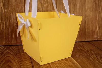 ПУ431-02-1603 Подарочная упаковка конусом №1(16*15,5*14)МДФ3мм,окраш.оформл.Желтый-белый 1шт