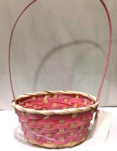 Корзина плетеная (бамбук),D20 Н9 НН34 см,цвет розовый