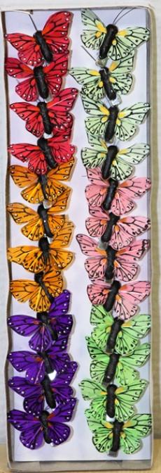 6133/Бабочки 5см цветные на прищепке 24 шт./уп.
